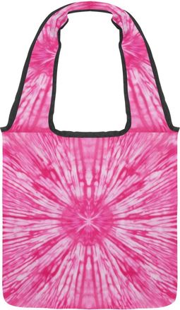 Generic Pink Tie Dye Reversible Canvas Shoulder Tote - Double-Sided Print, 12oz Cotton, 27cm Drop, Fold-Flat Bag for Travel, Shopping, Street Outings