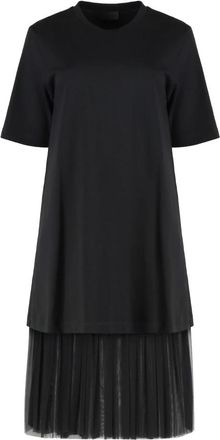 Moncler Katoen en Tule Jurk - Dames - Casual kleedjes - Zwart - M - Katoen - Kleedjes