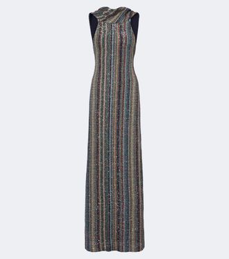Missoni Sequined striped knitted lam&eacute; maxi dress