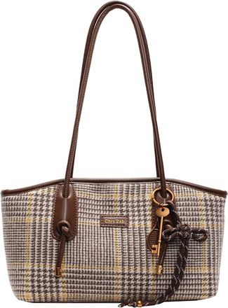 Generic Cymwer Women Woolen Tote Bags Large Shoulder Bag Trendy Underarm Bag for Travel(Coffee) (Coffee)