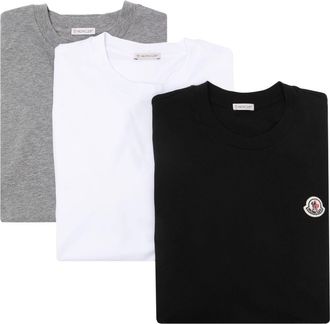 Moncler logo-patch cotton T-shirts (pack of three) - men - Organic Cotton - XXXL - White