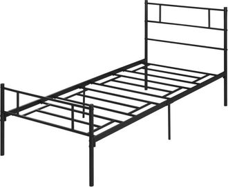 HOMCOM Metal Bed Frame w/ Headboard and Footboard, Underbed Storage Space Single - Homcom