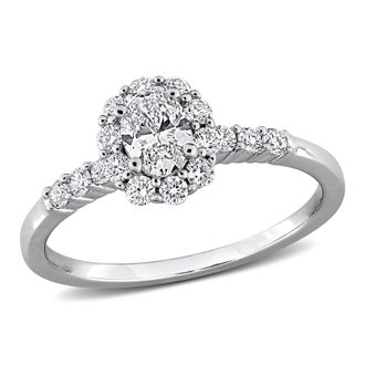 Mimi & Max Created Forever 3/4ct TDW Lab-Grown Diamond Halo Engagement Ring Sterling Silver