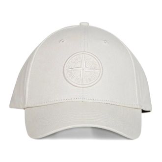 Stone Island Caps, male, White, Size: ONE SIZE Logo Baseball Cap