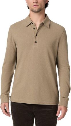 Paige Ballard Long Sleeve Polo in Light Heather Brown at Nordstrom, Size X-Large