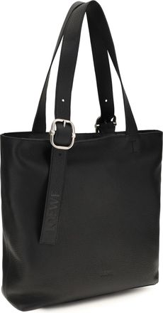 Loewe Mens Tote Bag Loop Zip Black Calfskin Calf Leather Shoulder
