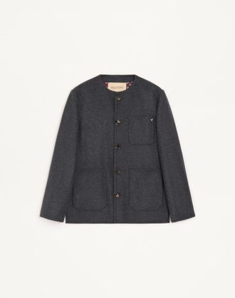 Valentino Valentino double wool caban with metallic V Detail