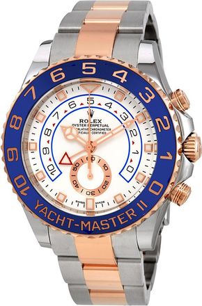 Rolex Pre-owned Pre-owned Rolex Yacht-Master II White Dial Stainless Steel and 18K Everose Gold Oyster Bracelet Automatic Mens Watch 116681WASO