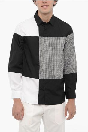 Neil Barrett Patchwork katoenen shirt in zwart en wit