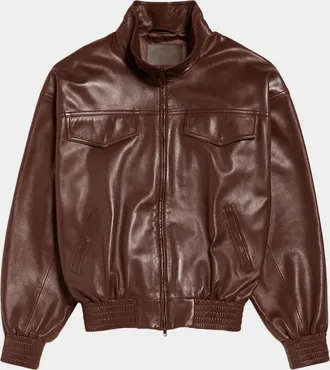 Balenciaga Men & apos;s Smooth Leather Oversized Bomber Jacket