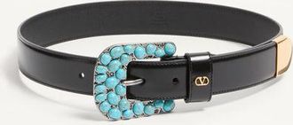 Valentino Garavani Cintura Vlogo Signature In Vitello Spazzolato 30 Mm Donna NERO 065