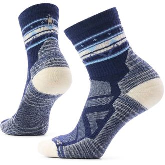 Smartwool Womens Hike Light Cushion Zig Zag Valley Mid Crew Socks Blue M