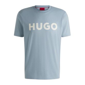 HUGO BOSS Hugo Heren-T-shirt met Dulivio-logo in contrasterende kleuren (Blauw)