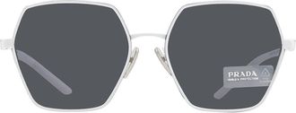 Prada Polarized Dark Gray Square Ladies Sunglasses PR 56YS 4615Z1 58