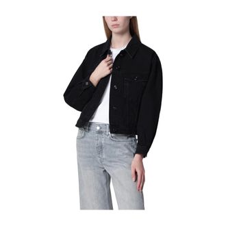 Anine Bing Denim Jackets, female, Black, Size: M Quincy Jacket