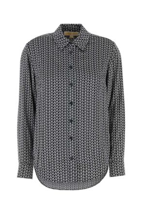 Michael Kors Womens Embroidered Satin Shirt - Black - Size X-Small