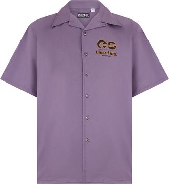 Diesel Short Sleeve Shirts, male, Purple, Size: L Short Sleeve Shirt