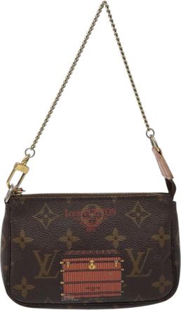 Louis Vuitton Mini Pochette Accessoires Brown Canvas Clutch Bag (Pre-Owned)