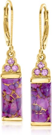 Ross-Simons Purple Turquoise and. Amethyst Drop Earrings in 18kt Gold Over Sterling