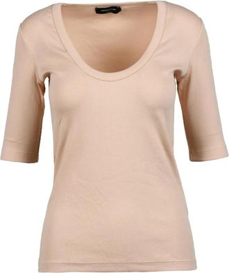 Fabiana Filippi Elegante Katoen Elastaan T-shirt - Dames - T-shirts - Roze - S - Katoen - Tops