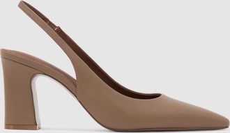 Reiss Taupe Leather Slingback Court Shoes, 336