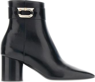 Ferragamo Hoge Hakken Laarzen - Dames - Laarzen met Hak - Zwart - 34 1/2 EU - Schoenen