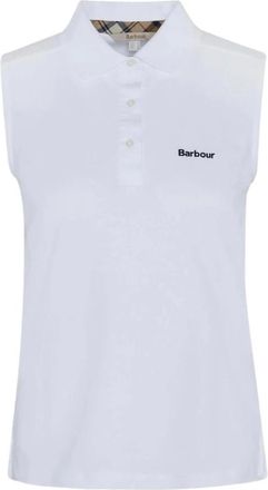 Barbour Tops, Dames, Wit, M, Katoen, Mouwloze Bowford Polo Wit