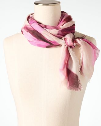 Talbots Luminous Blossoms Square Scarf - Red Wine - 001 Talbots