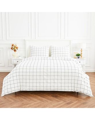 Melange Home M&eacute;lange Home Grid Percale Cotton Duvet Set