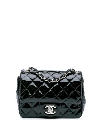 Chanel 2014-2015 Mini Square Classic gelakte Single Flap crossbodytas - Zwart