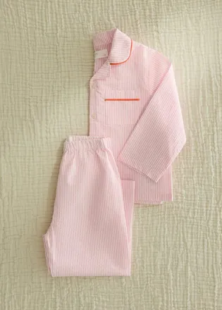 Mango Pigiama bimbo/a due pezzi cotone seersucker righe rosa pastello - Home - 18-24 mesi - MANGO HOME