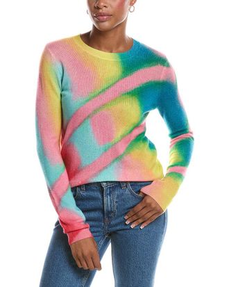 Autumn Cashmere Bright Mirage Print Crewneck Cashmere Sweater
