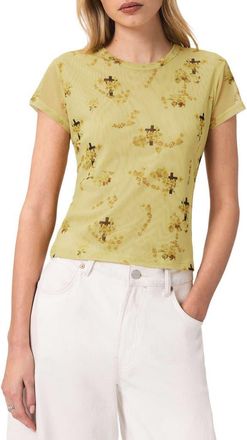 AllSaints Ellie Mesh T-Shirt in Empoli Yellow at Nordstrom, Size 10 Us