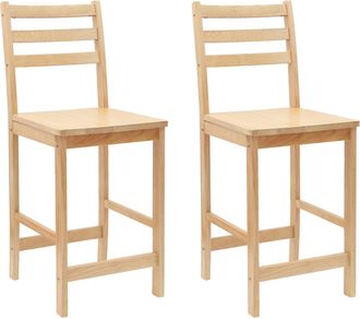 vidaXL Sillas De Comedor 2 Uds. Madera De Caucho S&oacute;lido Natural Vidaxl