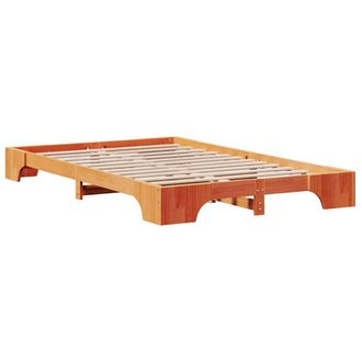 Berkfield Home Bed Frame Wax Brown Solid Pine Wood 140 x 190 cm Durable