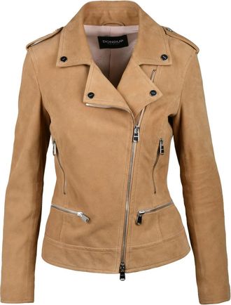 Dondup Beige Suede Zip Biker Jacket