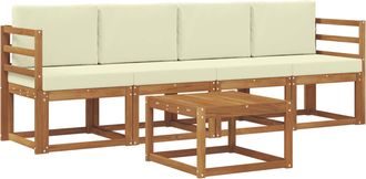 vidaXL Conjunto De Sof&aacute;s De Exterior 5 Uds. Natural Y Crema Vidaxl