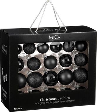 MiCa Decorations Bolas de navidad de vidrio negro - Lote de 42
