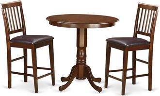 East West Furniture 3 PC pub Table set-pub Table and 2 counter height Chairs