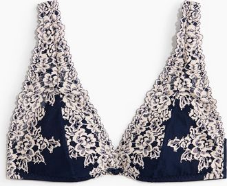 H&M Wattierter Soft-BH aus Spitze - Dunkelblau/Weiss