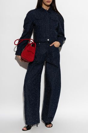 Jacquemus Denim Jacket Ovalo, Womens, Navy Blue