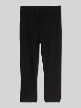 Tom Tailor Denim Slim Fit Leggings aus Baumwoll-Mix mit Spitzenbesatz in Black, Gr&ouml;&szlig;e XL