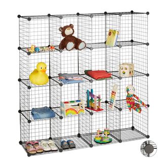 Relaxdays Relaxdays - Estanter&iacute;a Modular Con 16 Compartimentos, Metal, Negro, 145 X 145 X 36,5 Cm