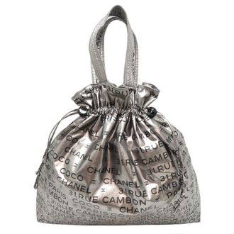 Chanel Black Silver Nylon Tote Bag (Pre-Owned)