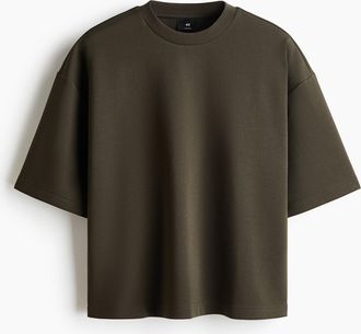 H&M Scuba-T-Shirt in Oversized Fit - Dunkles Khakigr&uuml;n