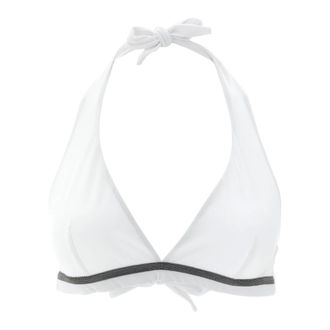 Brunello Cucinelli Techno Jersey Bikini Top with Monili - female - Brunello Cucinelli - Bikinis - White - L - Swimwear