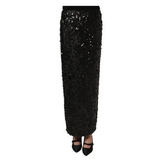Dolce & Gabbana High Waist Pencil Cut Midi Skirt - female - Dolce & Gabbana - Maxi Skirts - Black - 2XL - Skirts