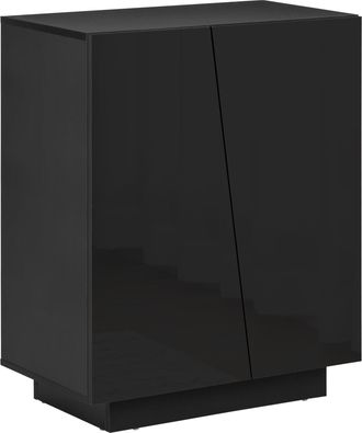 HOMCOM High Gloss Storage Cabinet for Bedroom Living Room Dining Room Black | TJ Hughes