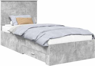 vidaXL Estructura De Cama Con Cabecera Gris Concreto 90 X 200 Cm Vidaxl