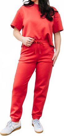 RD Style Soft Knit Jogger Pant In Red